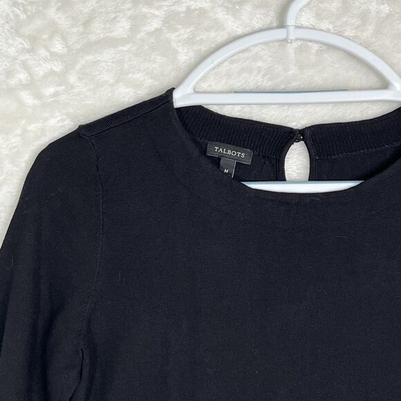 Talbots Elegant Black Carrier Blouse Women’s Size M Cotton Blend Knitted Classy - Picture 6 of 13